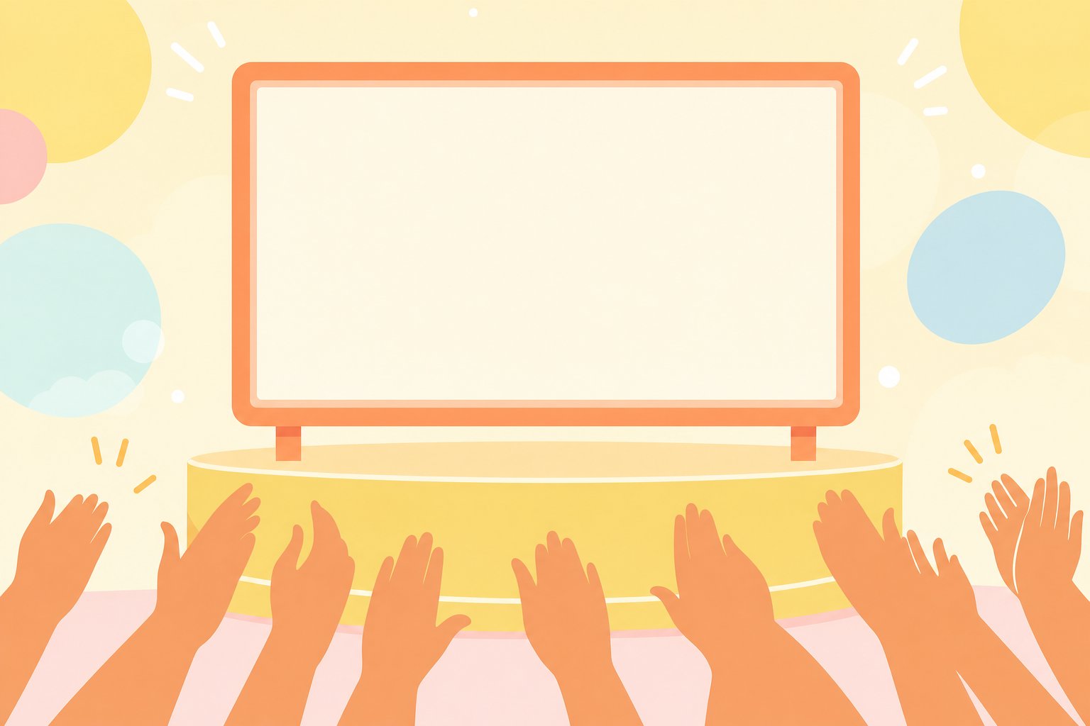 テレビ番組の企画で使われるお題のボードと拍手のイメージ